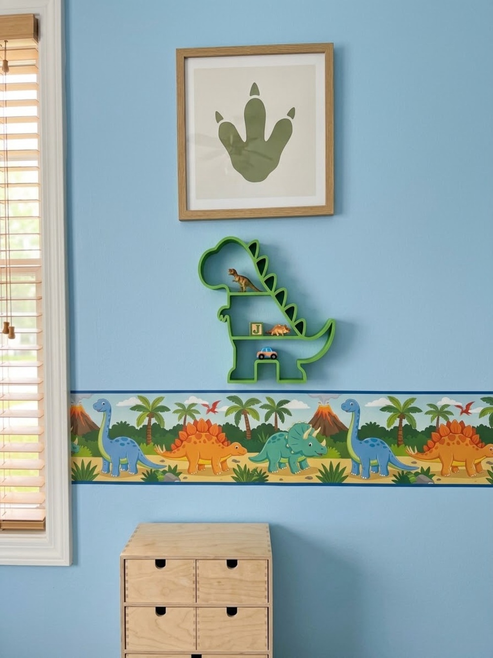 Green Dinosaur boys room Wall or desktop display shelf!